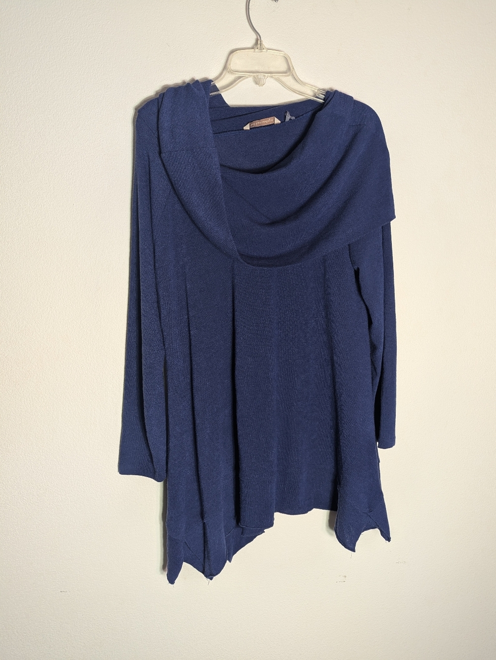 Soft Surroundings Womens Tunic Top Cowl Neck Lagenlook Quiet Luxury Asymmetric L
